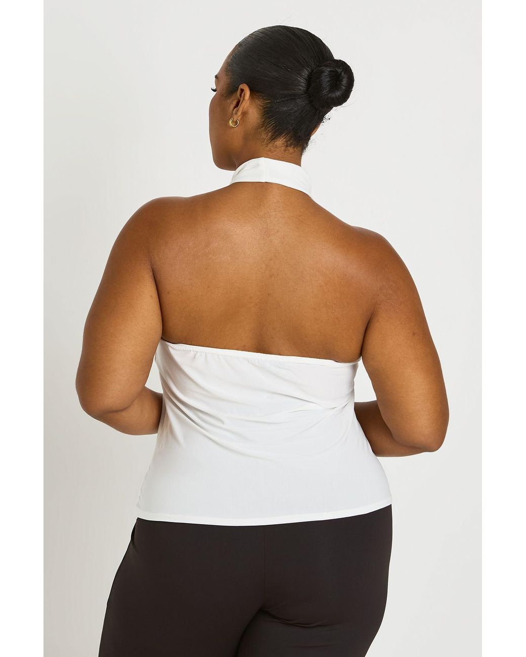 Boohoo White Plus Twist Cowl Neck Top
