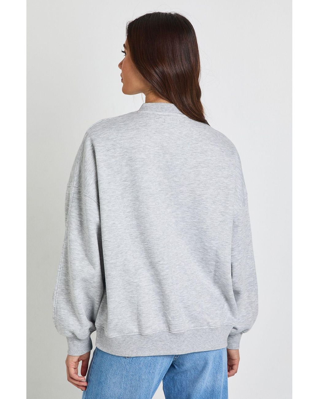Boohoo White V Neck Oversized Sweatshirt