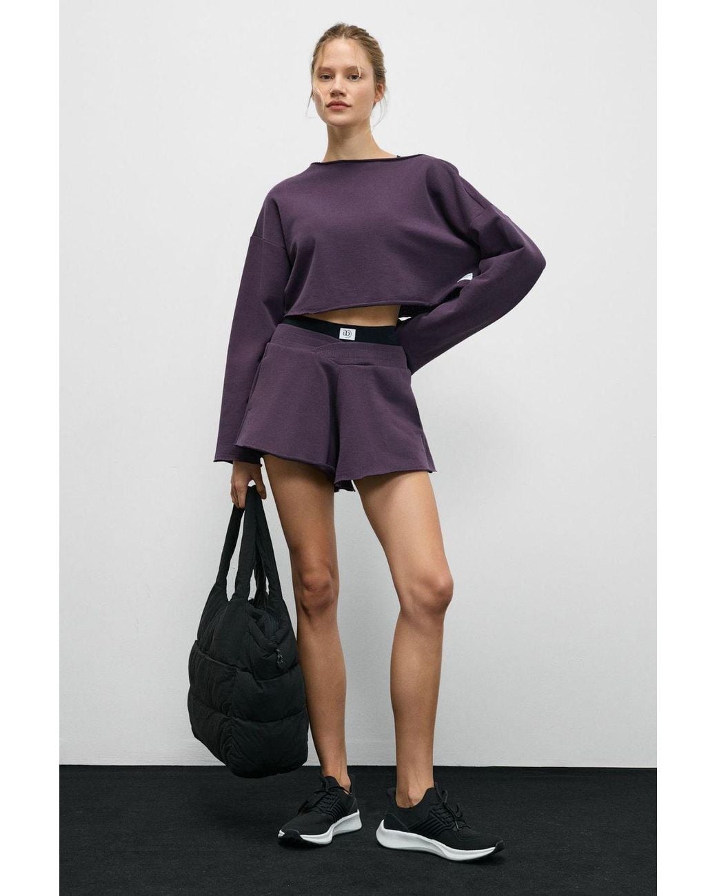 Grimelange Purple Oversized Long Crew Neck Sweatshirt
