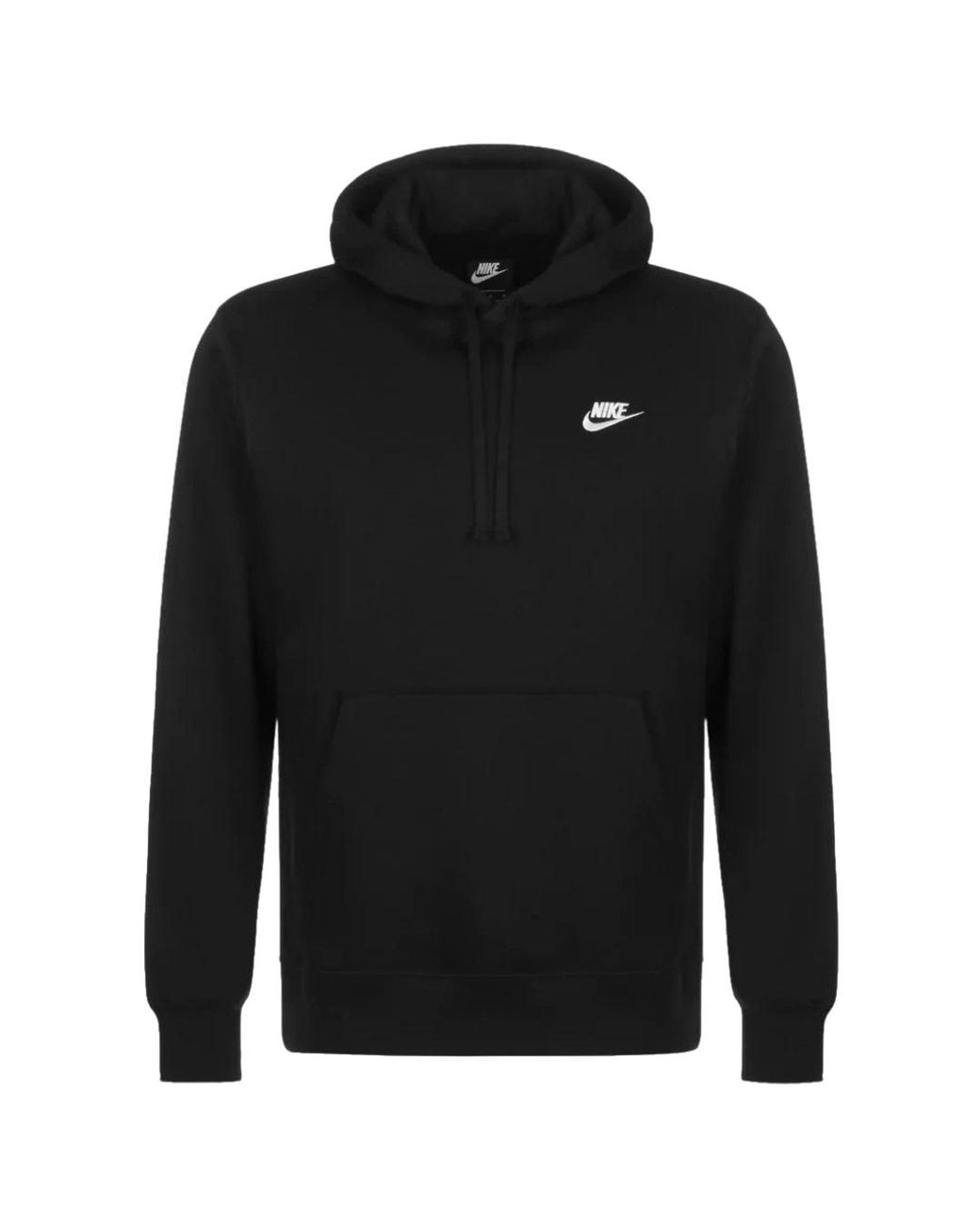 Nike Black Sportswear Club Fleece Pullover Hoodie Cotton for men
