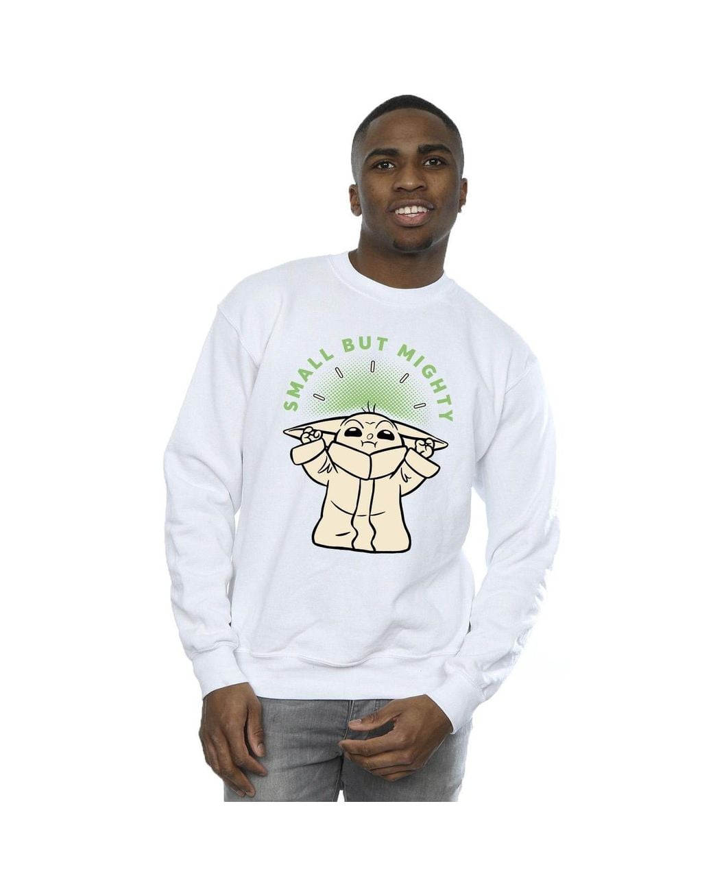 Star Wars White The Mandalorian Small But Mighty Grogu Sweatshirt for men