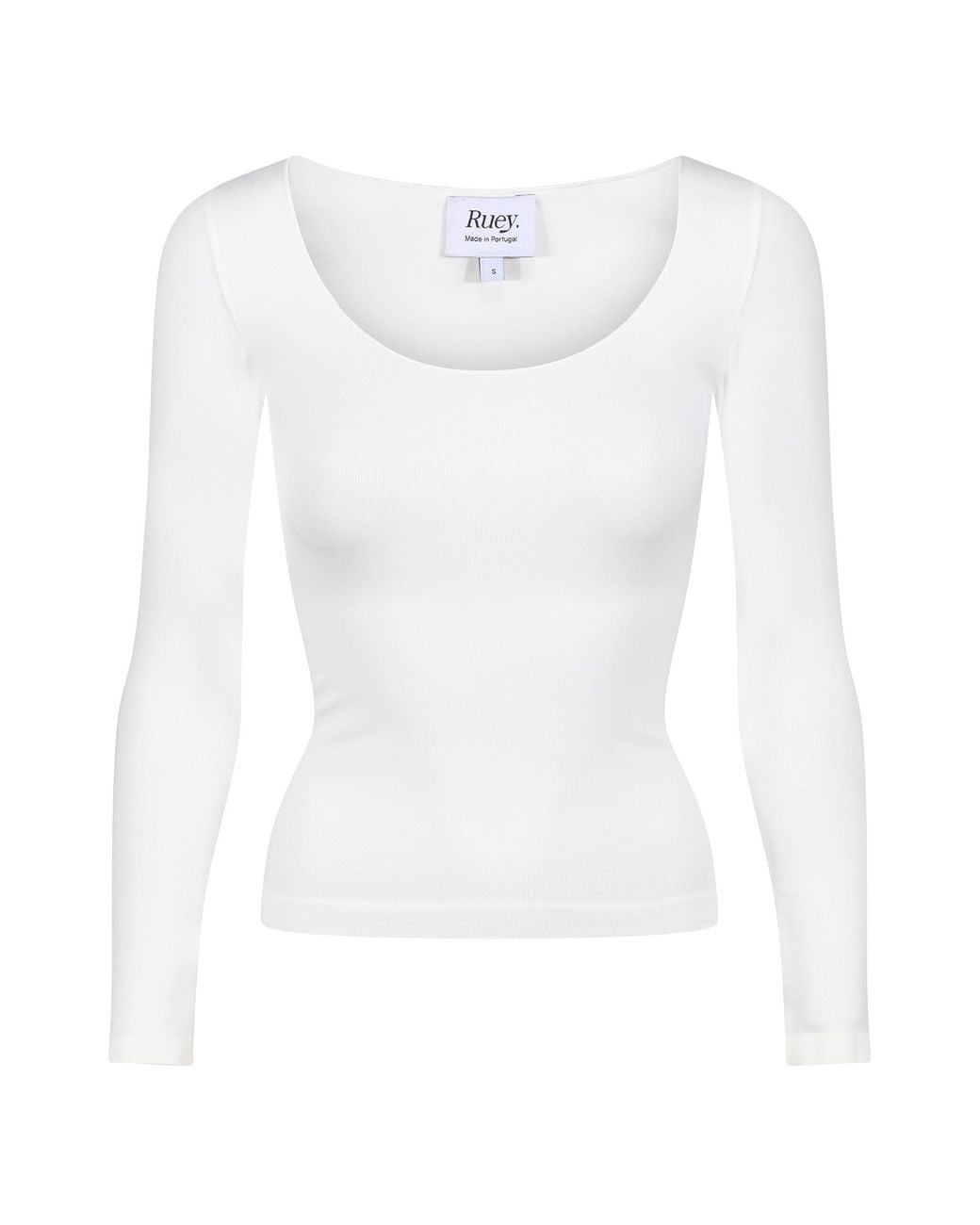 Ruey White Ladies Essentials Long Sleeve Top Sculpting Recycled Stretch Everyday Fit
