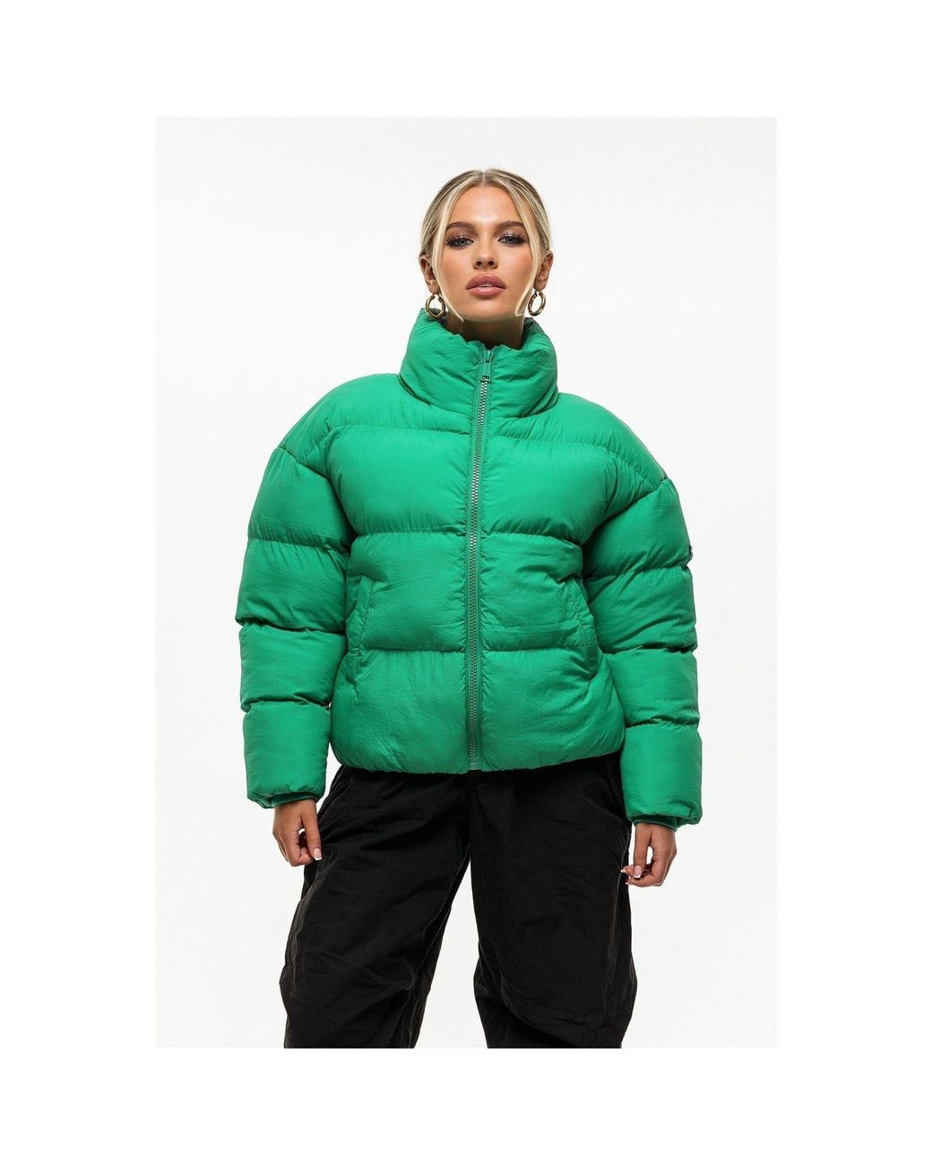 Good For Nothing Green Puffer Jacket