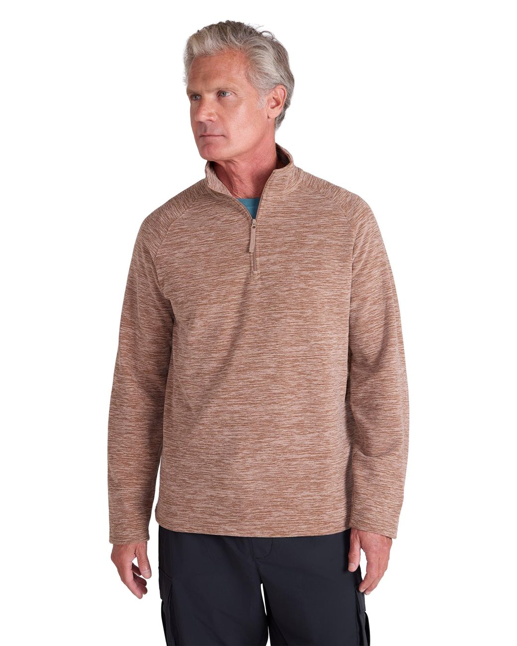 Mountain Warehouse Brown 'Snowdon' Fleece Top Half Zip Breathable Quick Dry Sweater for men