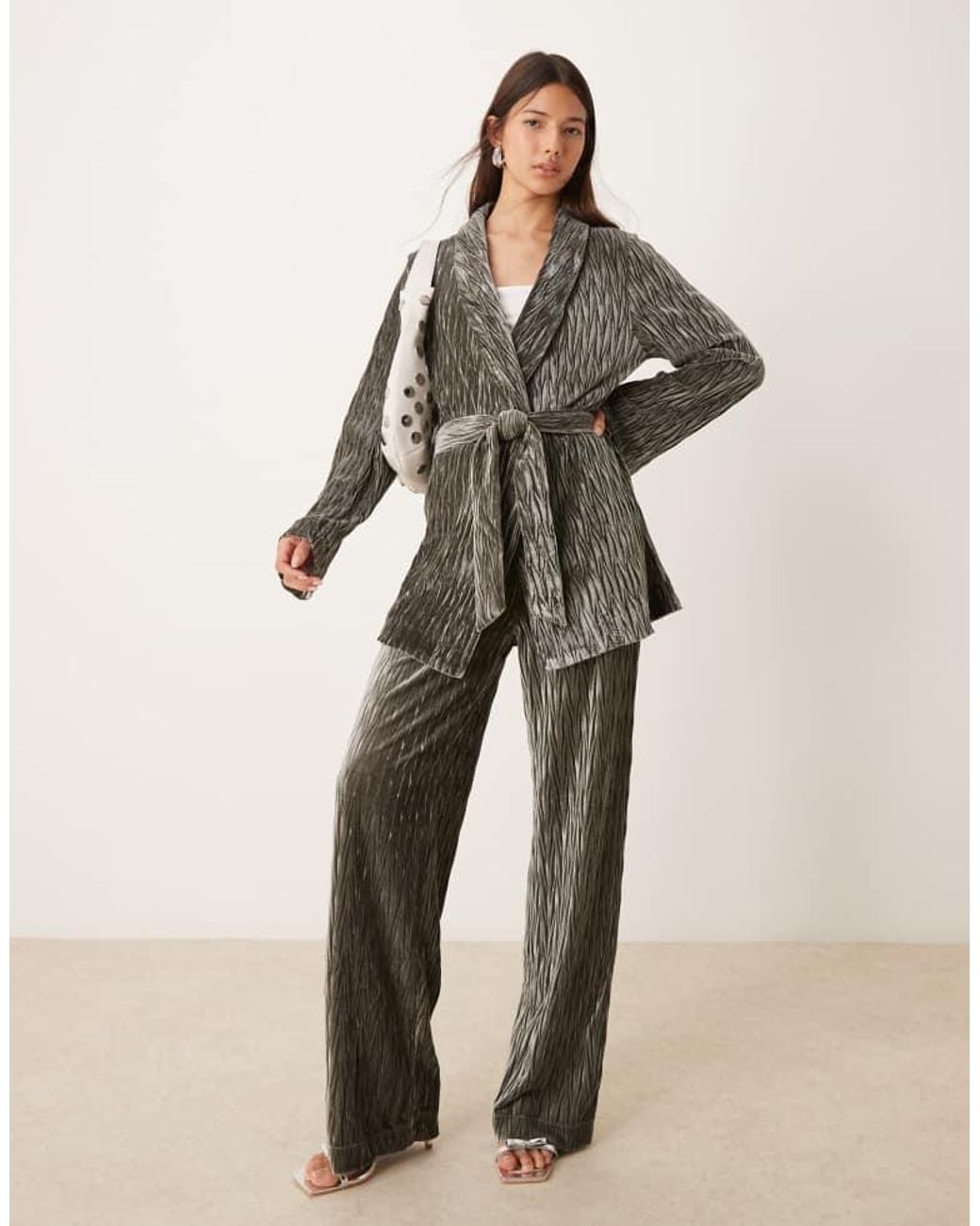 Y.A.S Brown Textured Velvet Belted Blazer Co-Ord
