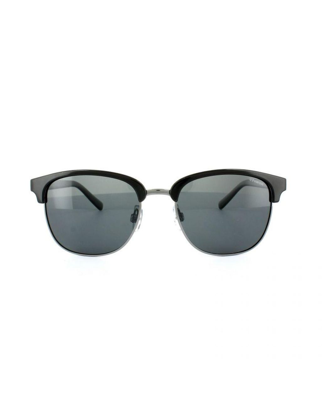 Polaroid Gray Round Dark Ruthenium Polarized Sunglasses Metal
