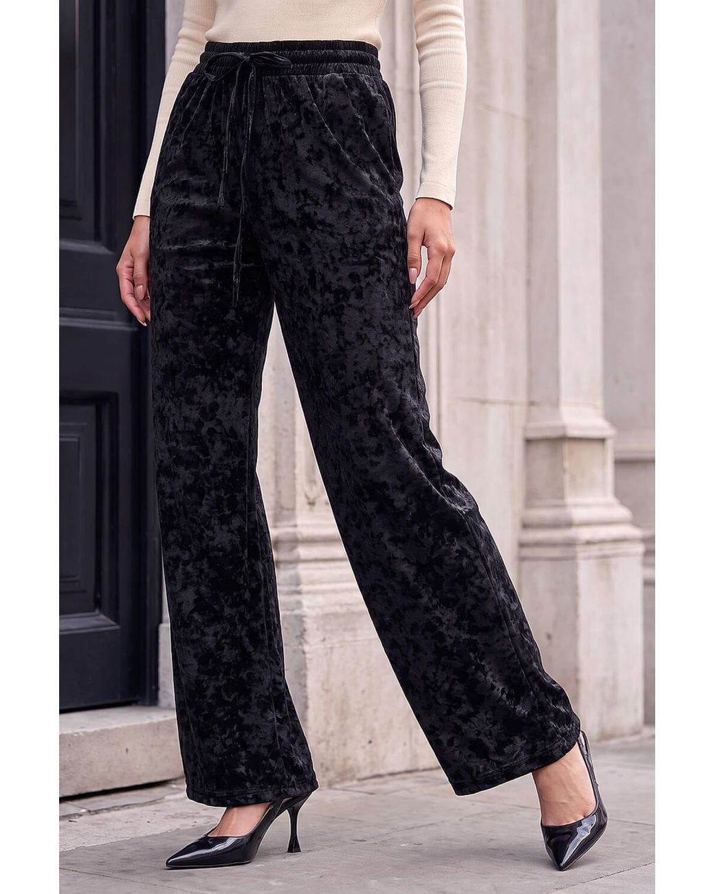 Roman Blue Velvet Stretch Trouser