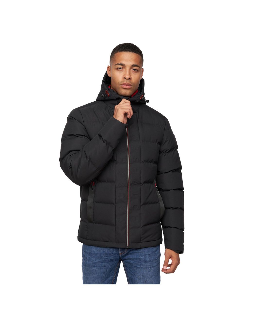 Crosshatch Black Kampnew Embossed Jacket for men