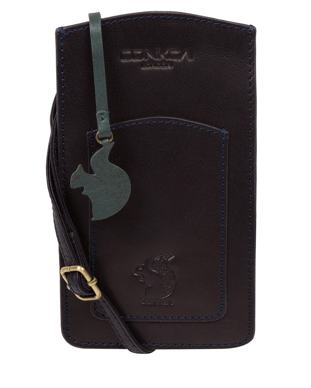 Conkca Black 'Siren' Leather Cross Body Phone Bag