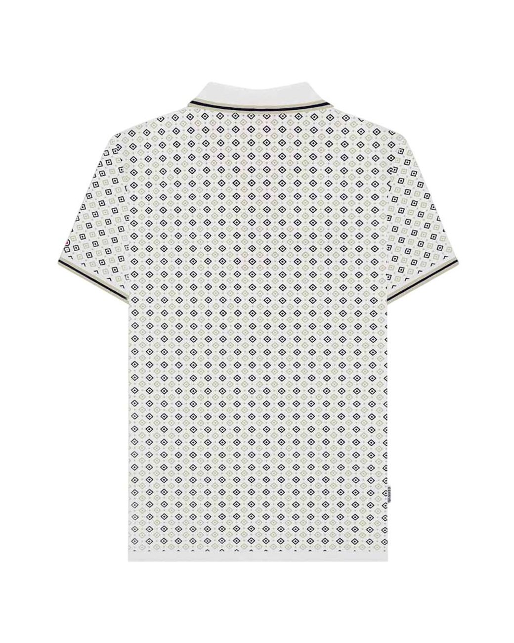Lambretta Blue Ss25 Geometric Polo Shirt /Cashew) Cotton for men