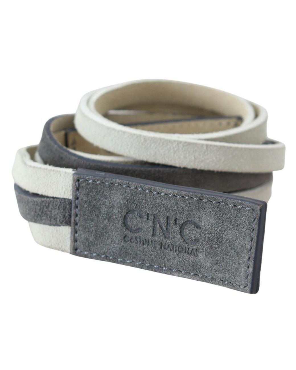 CoSTUME NATIONAL Gray Velvet Square Logo Design Waist Belt