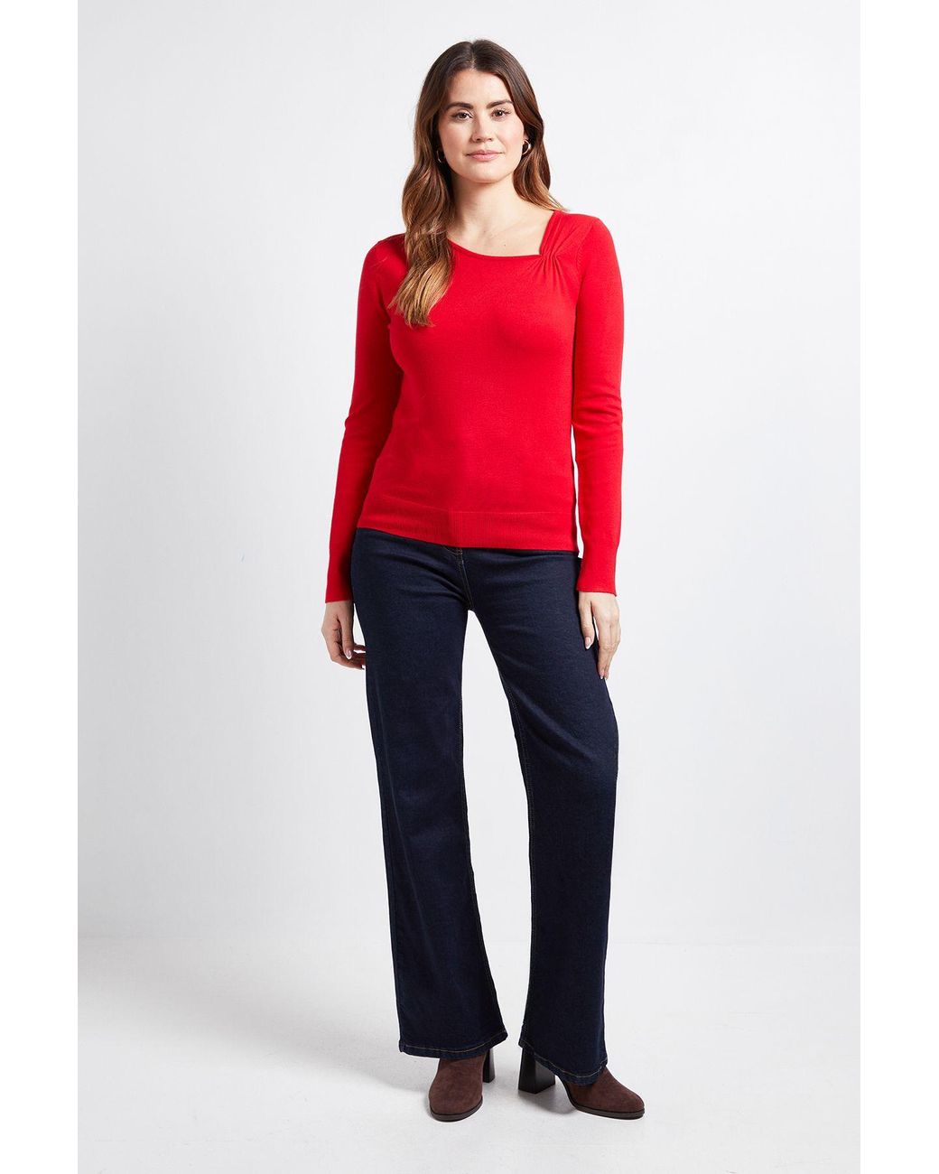 Wallis Asymetric Gathered Knitted Jumper