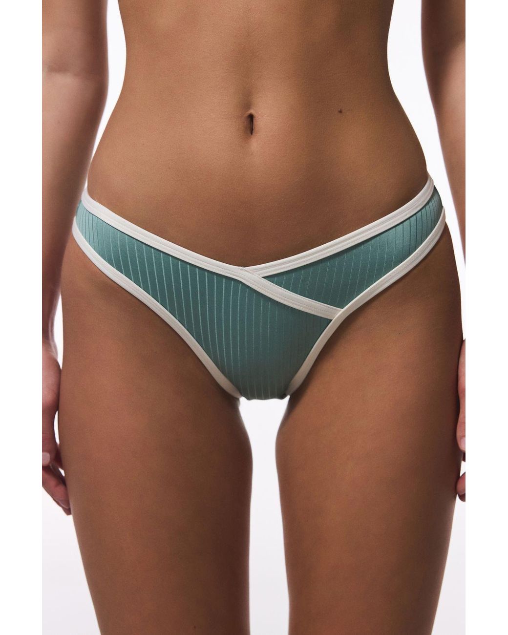 Penti Blue Ribbed Mid-Waist Bikini Bottoms