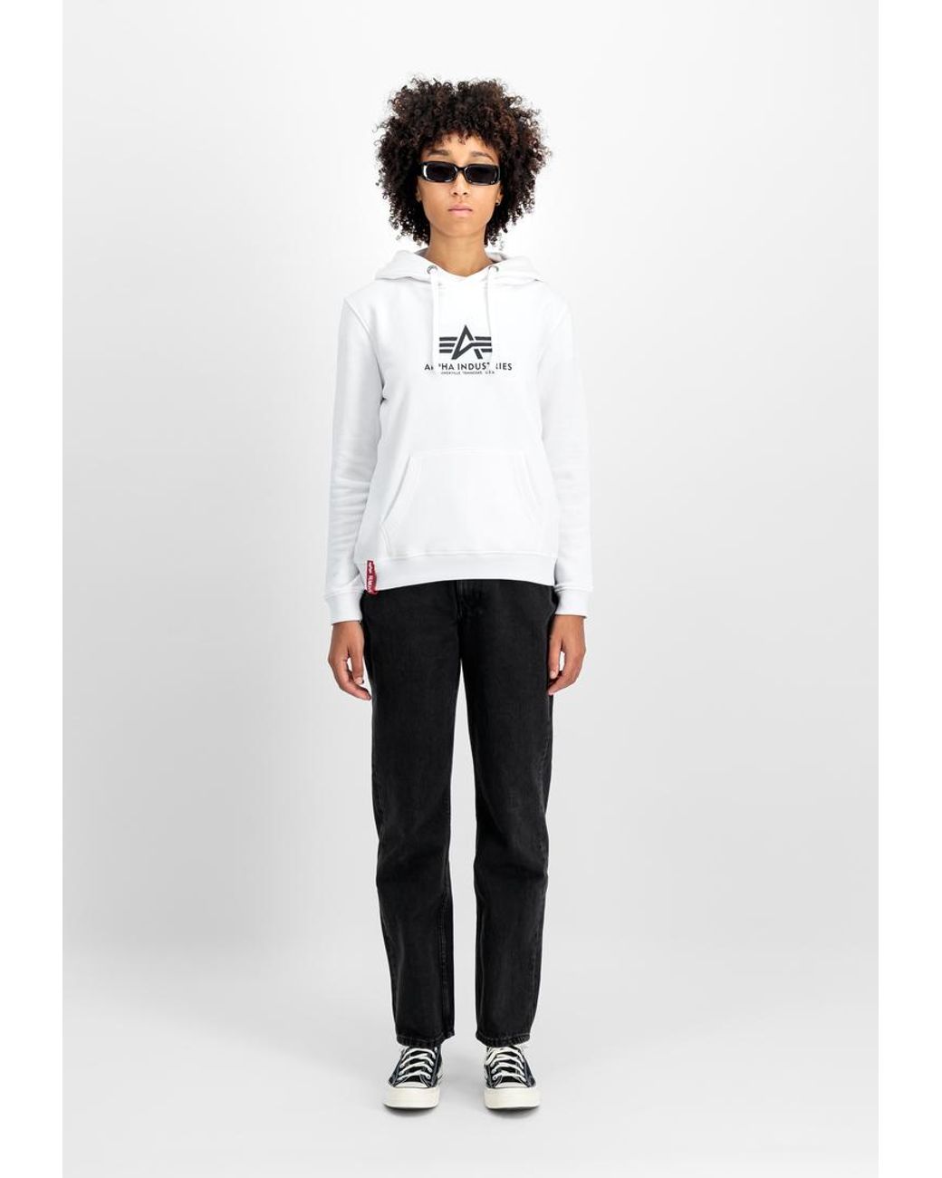 Alpha Industries New Basic Big Logo Hoodie in het White