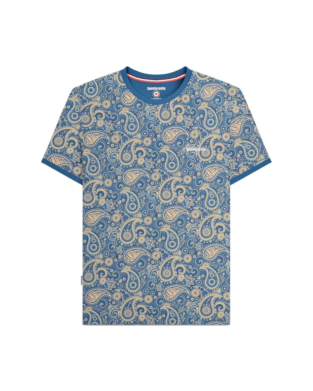 Lambretta Blue Ss25 Paisley T-Shirt /Cream) Cotton for men