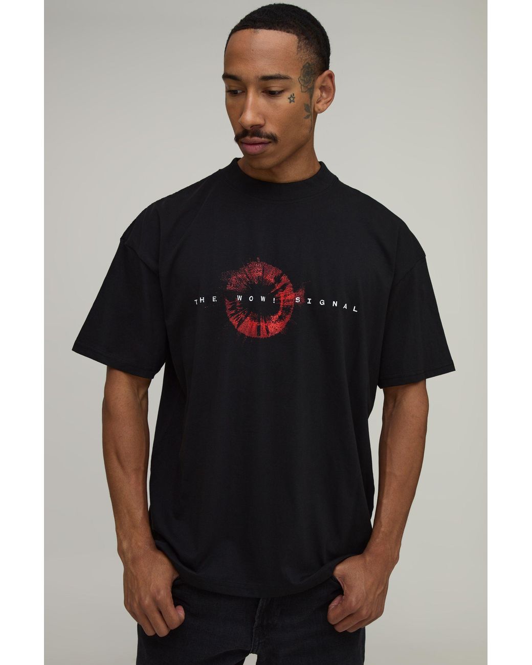 BoohooMAN Black Oversized Muse License Print T-Shirt for men