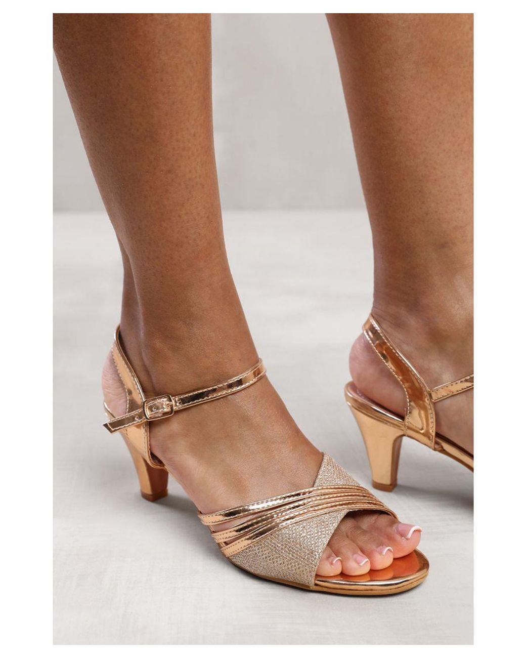 Where's That From White Wheres 'Gracie' Low Heel Sandals With Buckle Ankle Strap