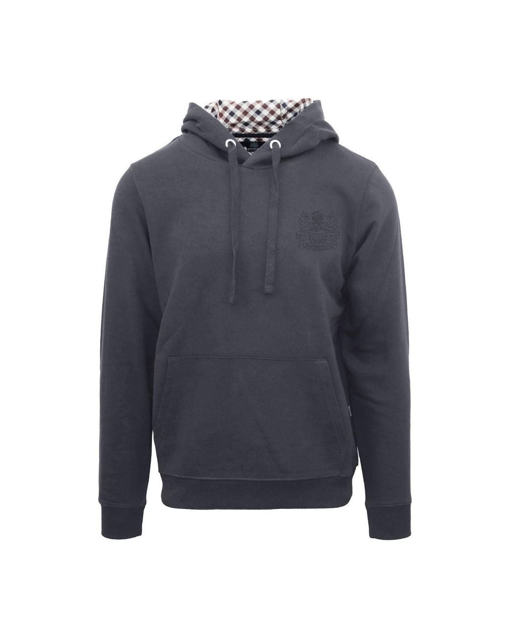 Aquascutum Blue Hooded Neck Long Sleeve Sweatshirt With Kangaroo Pocket for men