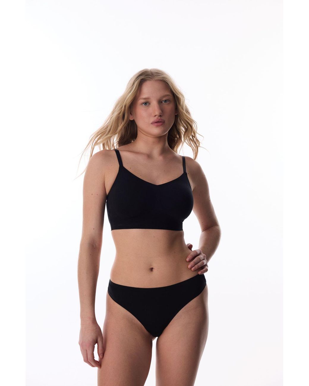 Penti Black Cotton Lyocell Knitted Bralette