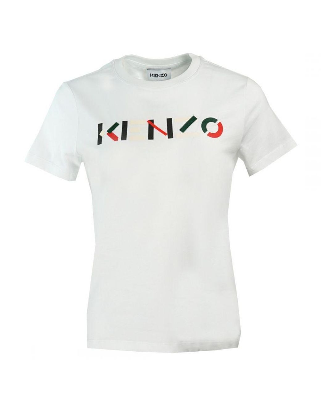 KENZO Meerkleurig Block Brand Logo Wit T-shirt Voor in het Wit | Lyst NL