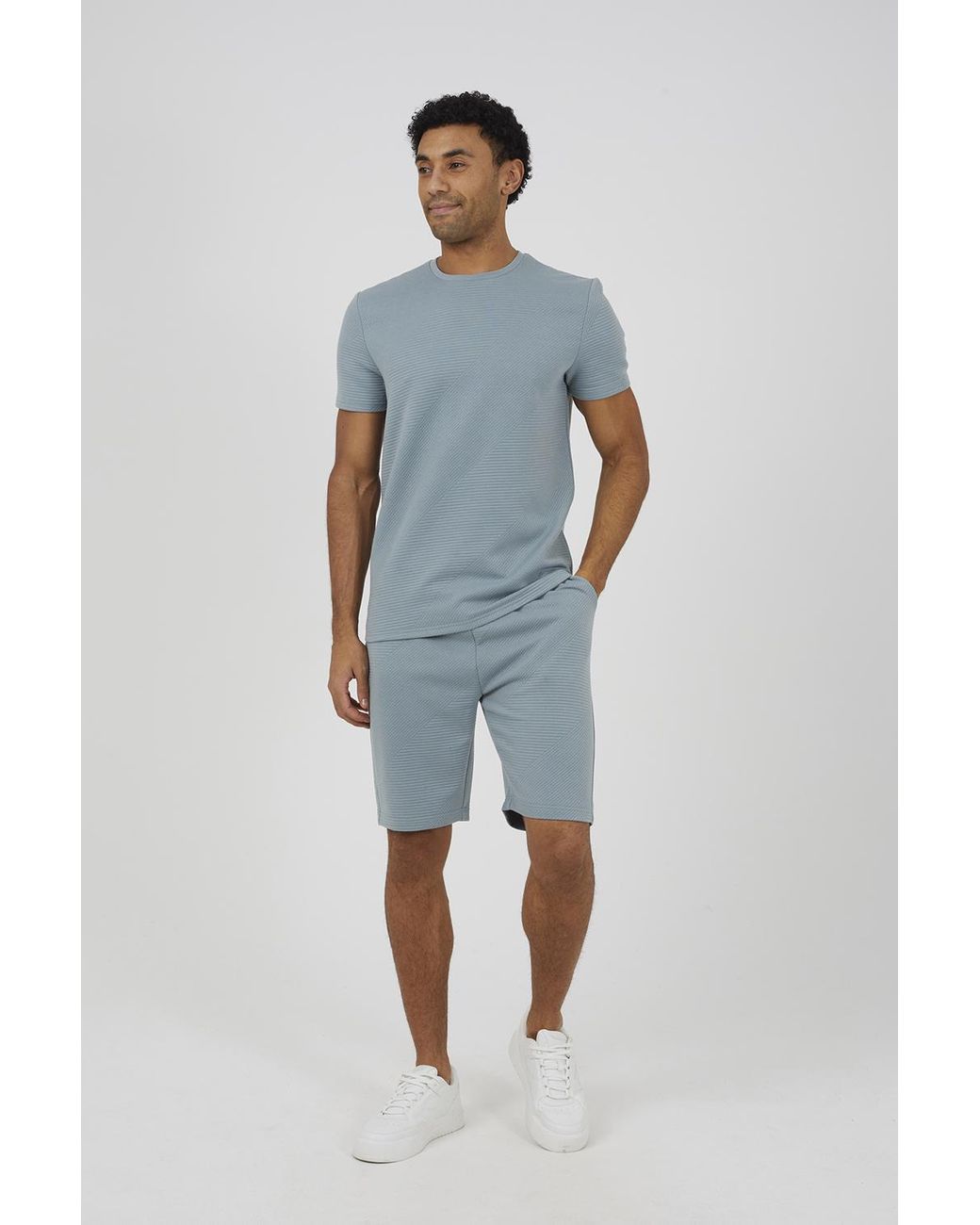 Brave Soul Blue Light Elasticated Waist Shorts for men