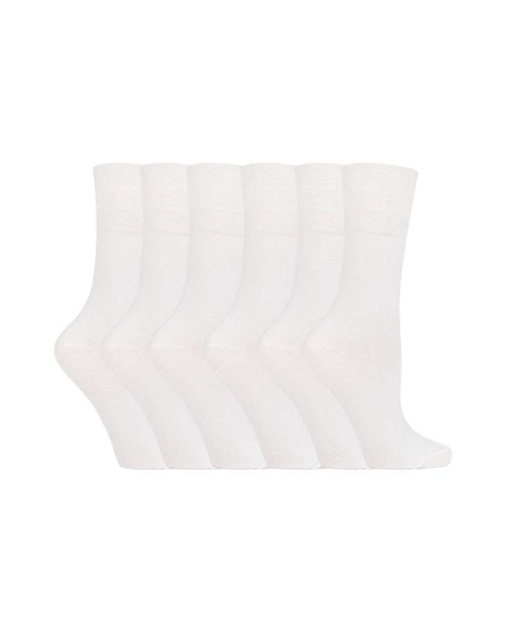 IOMI White Ladies 6 Pack Non Elastic Diabetic Socks With Hand Linked Toe Seams
