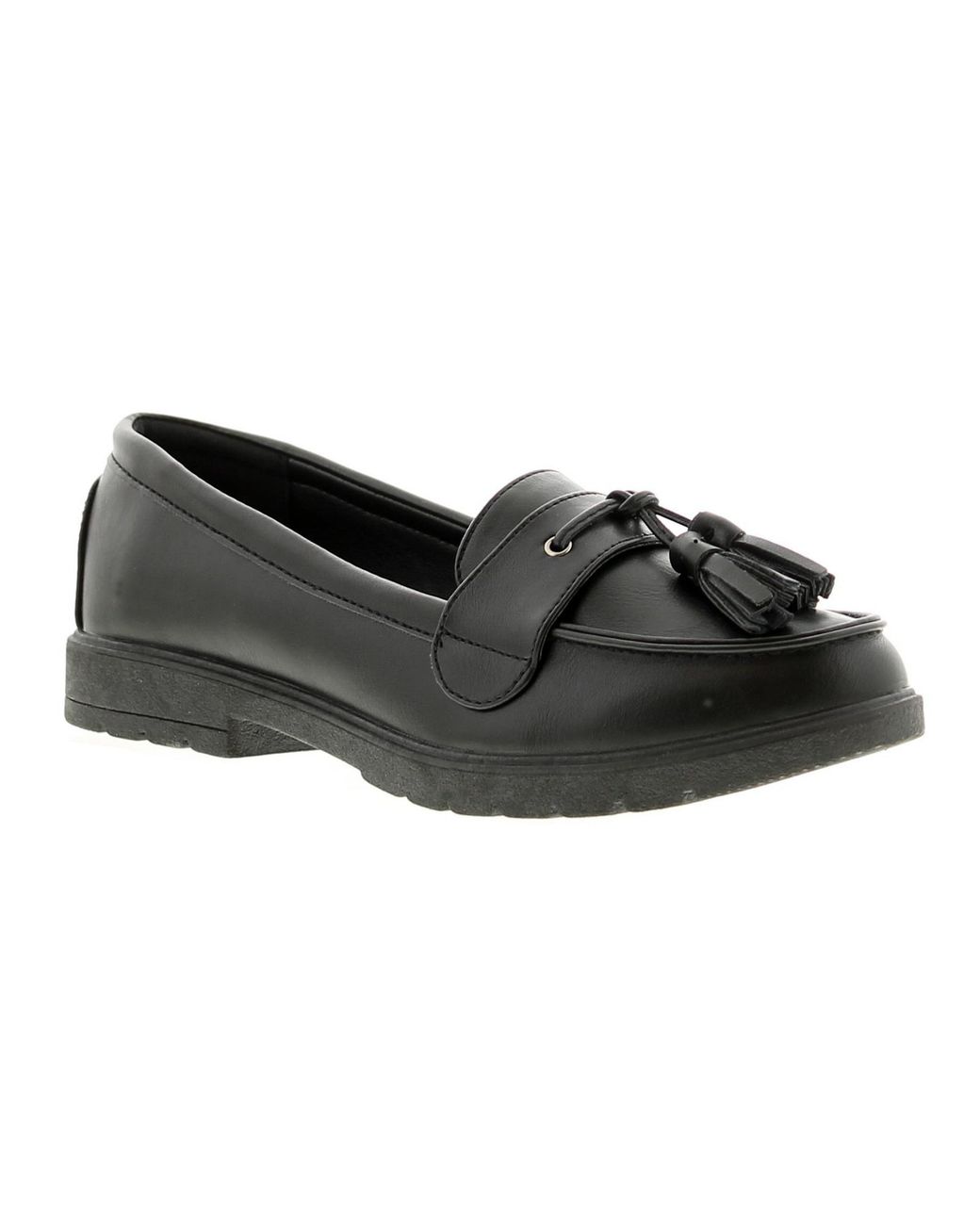 Platino Black Flat Shoes Kennedy Slip On
