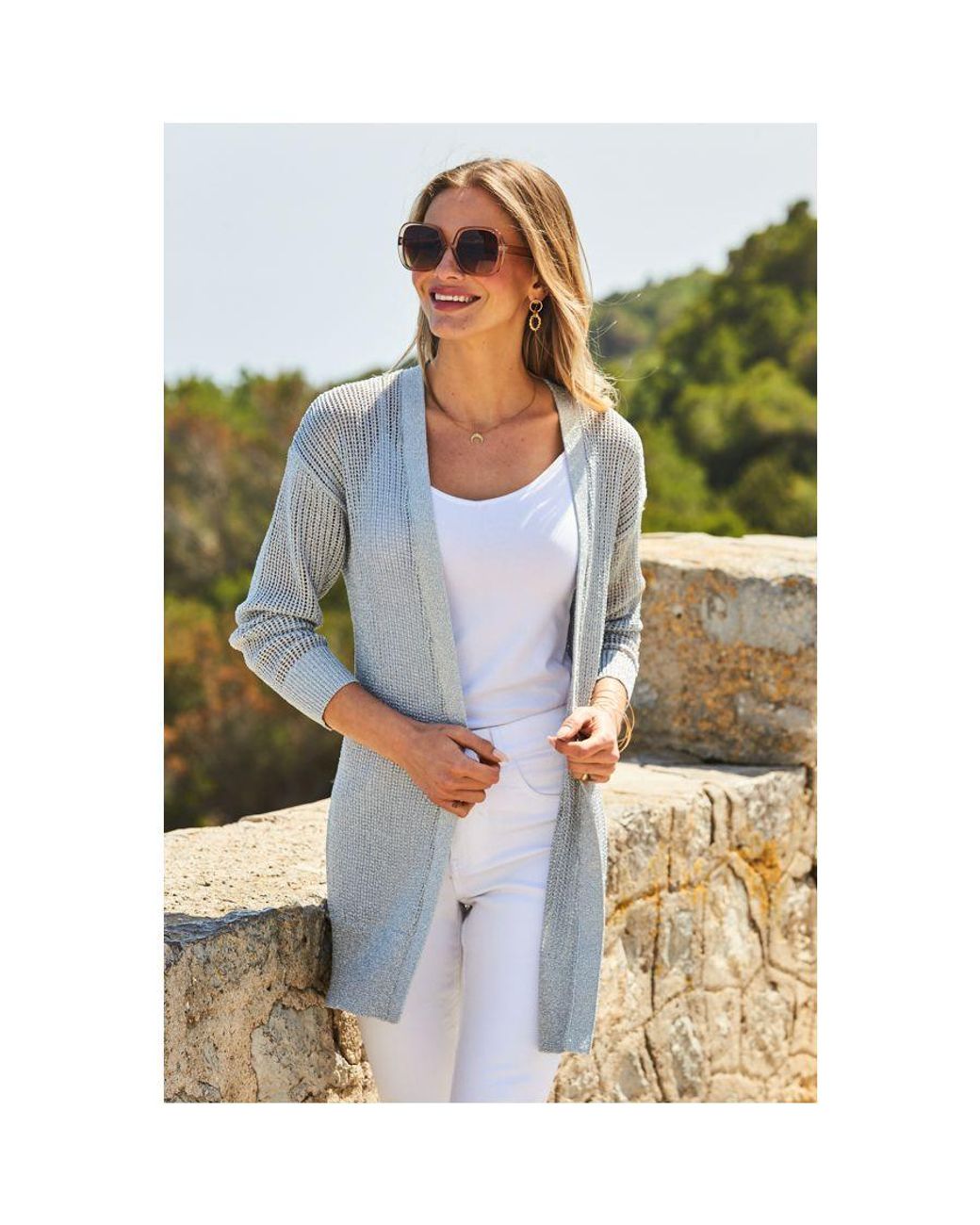 Silver metallic cardigan clearance sweater