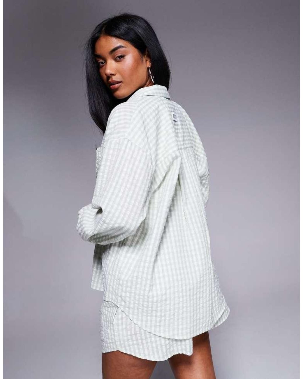 ASOS Gray Co-Ord Gingham Woven Shirt