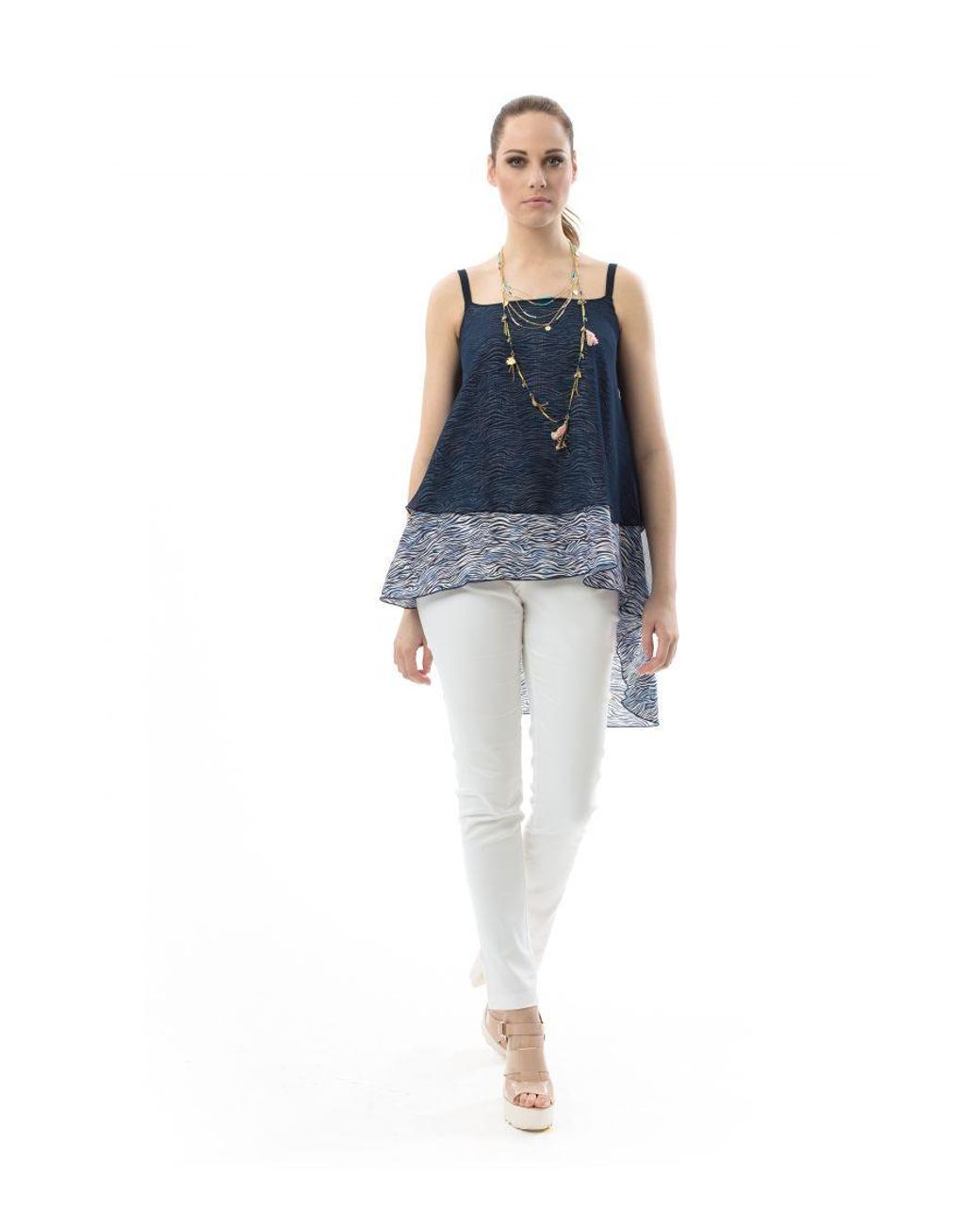 Conquista Blue Hi-Low Top