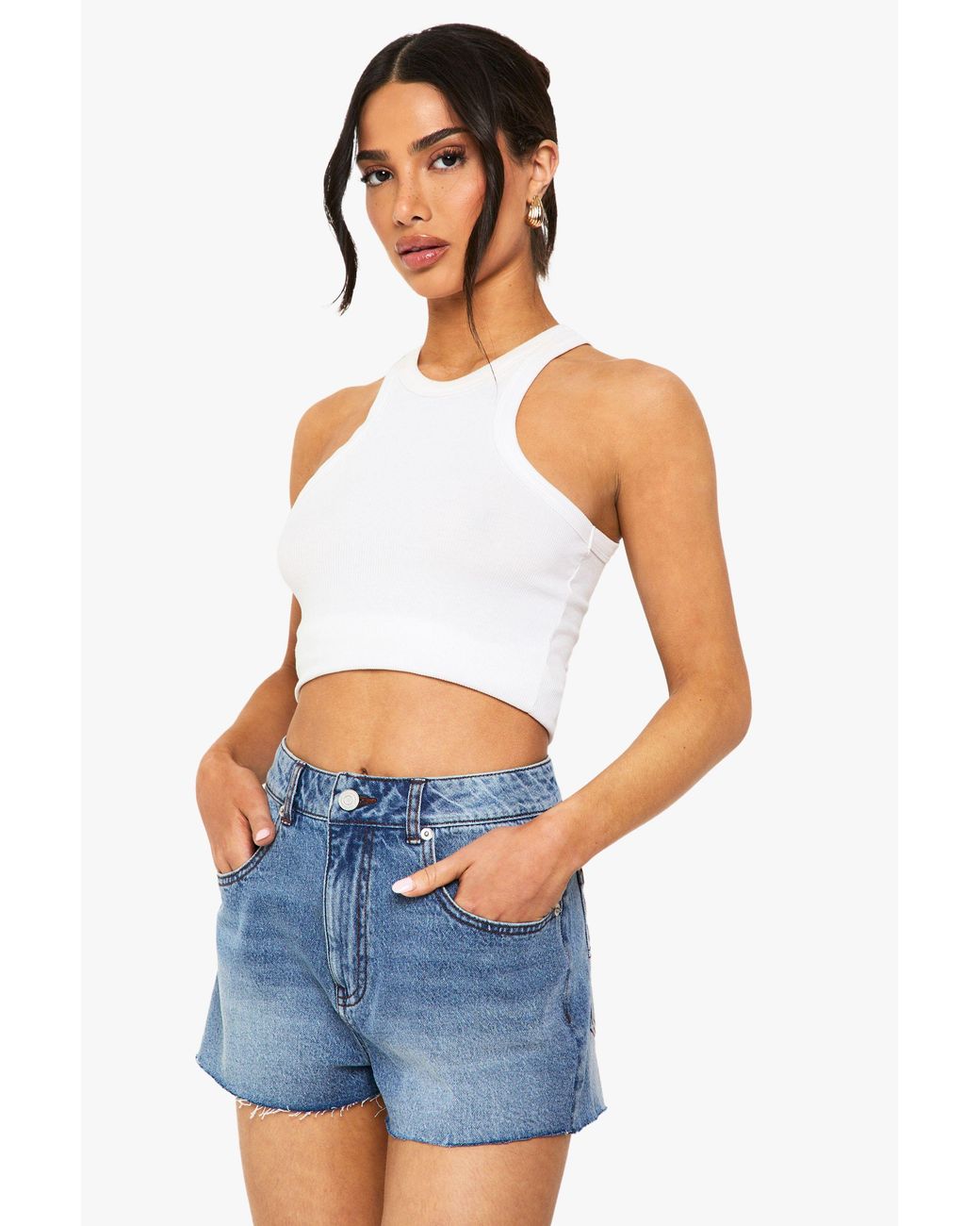 Boohoo Blue Petite Denim Mini Short