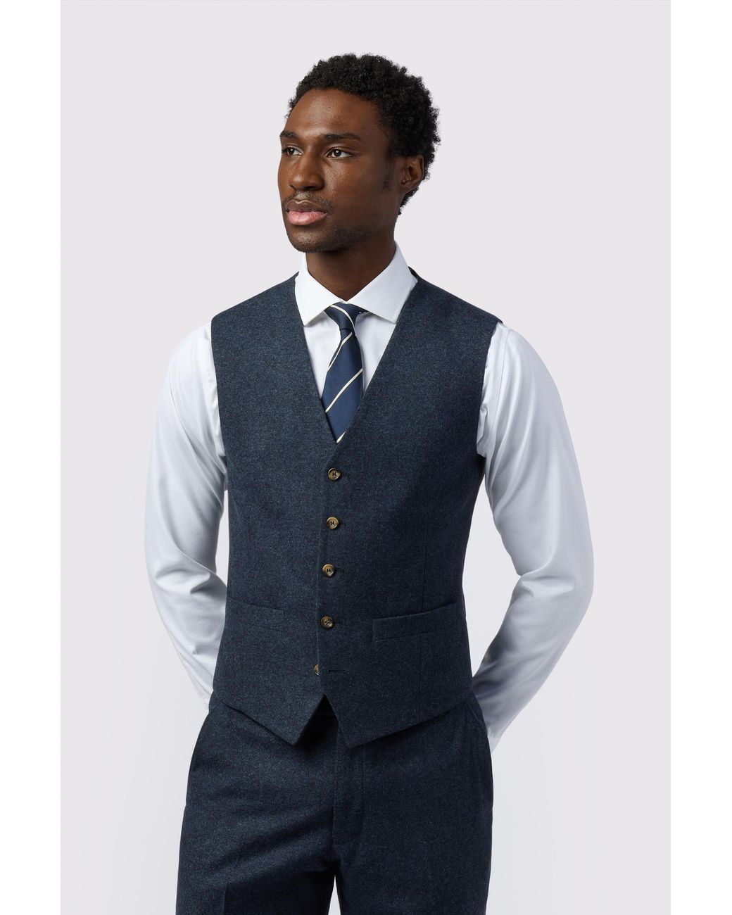 Alexandre Silver Label Blue Tailored Fit Donegal Waistcoat for men