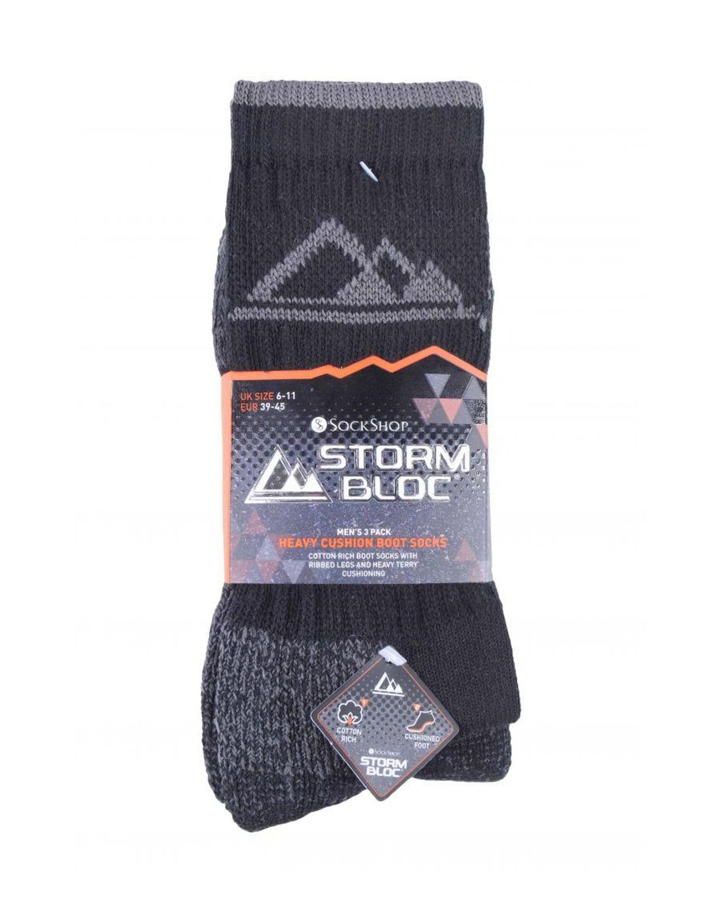 Storm Bloc Blue 3 Pairs Heavy Cushioned Breathable Outdoor Cotton Hiking Socks for men
