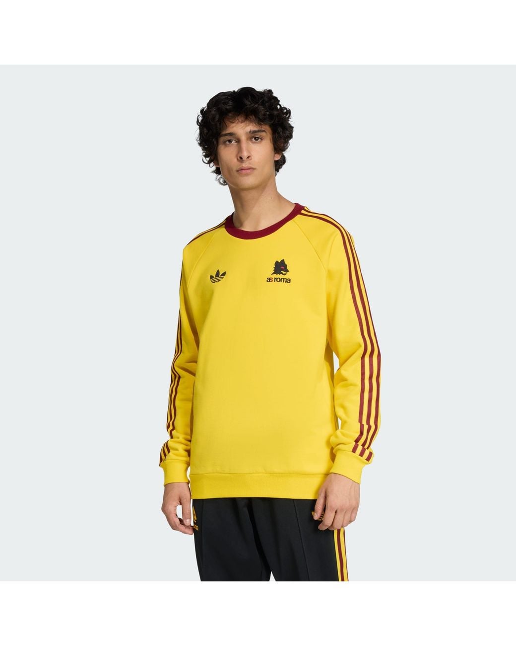 Adidas Originals Yellow As Roma Originals Crew Sweatshirt for men