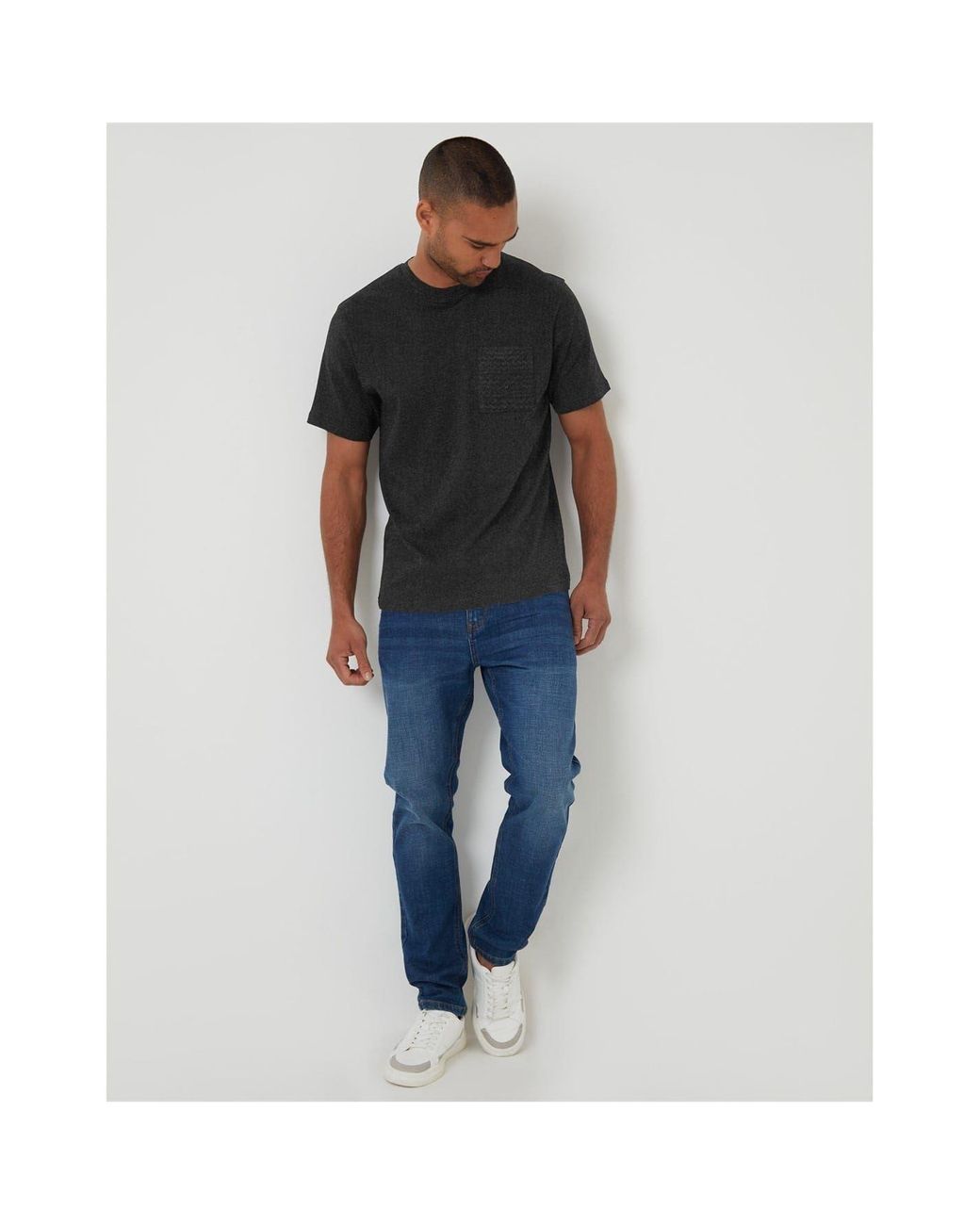 Threadbare Black Havana Regular Fit Crew Neck T-Shirt for men
