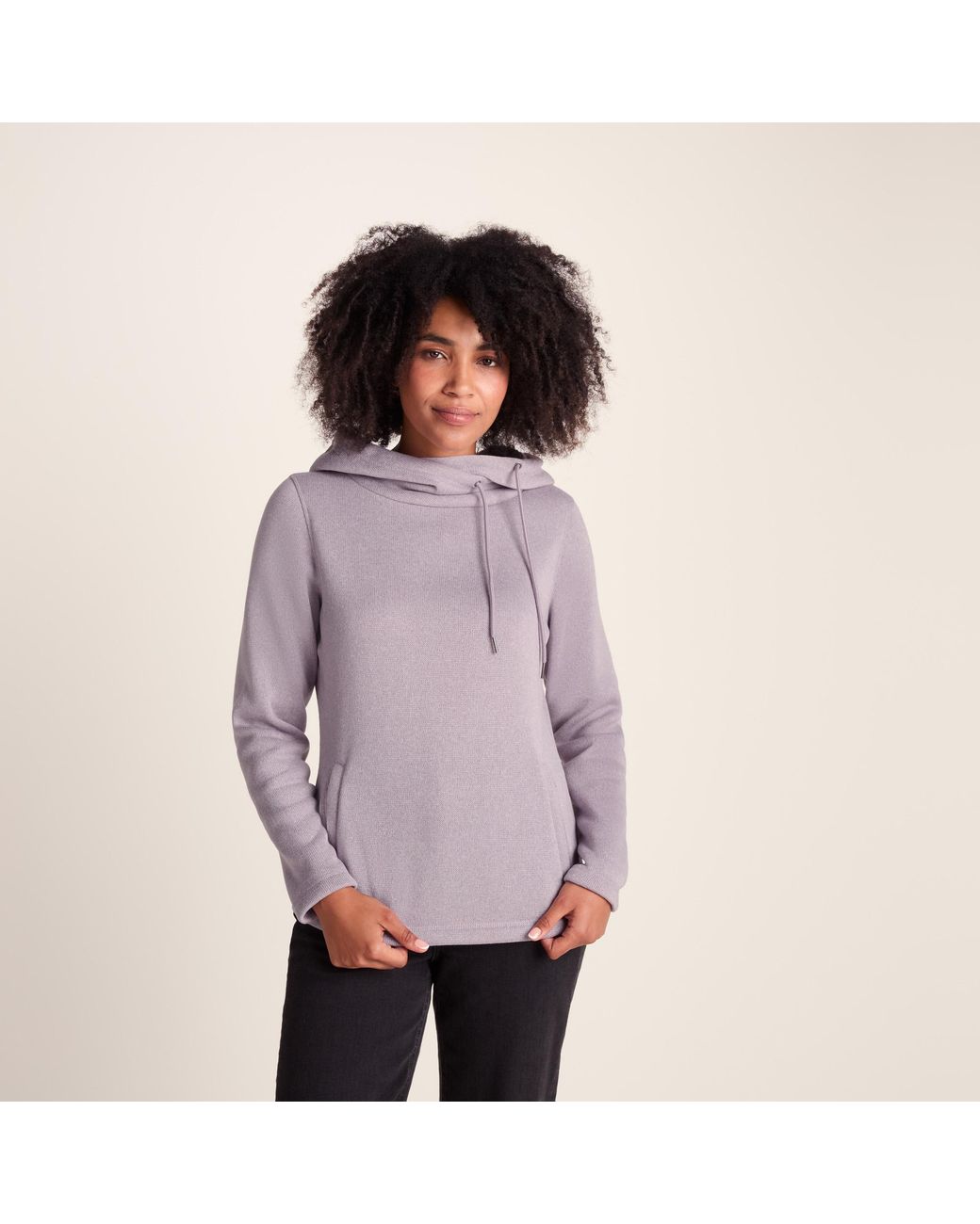 TOG24 Purple Acer Knitlook Fleece Hoody Pale Marl