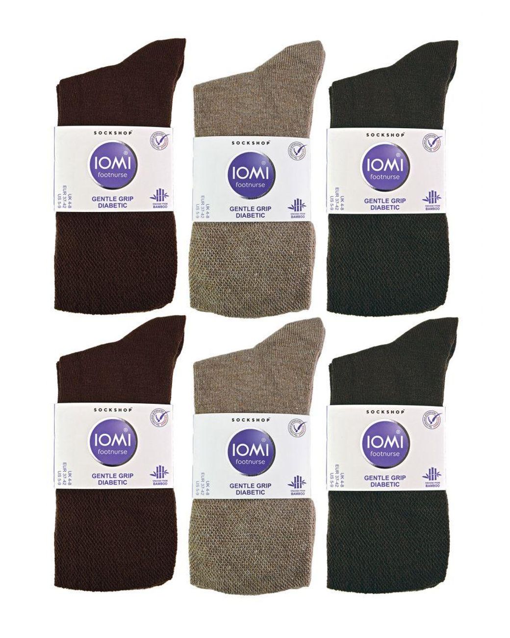 IOMI Black 12 Pair Multipack Ladies Diabetic Bamboo Socks