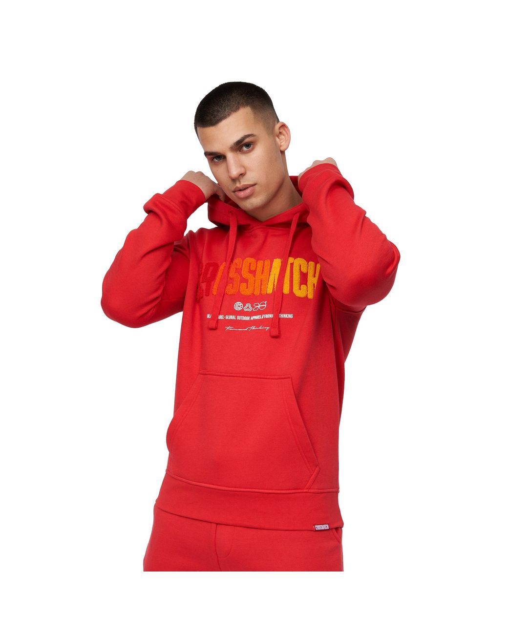Crosshatch Capuchon Met Vlokken in het Red voor heren