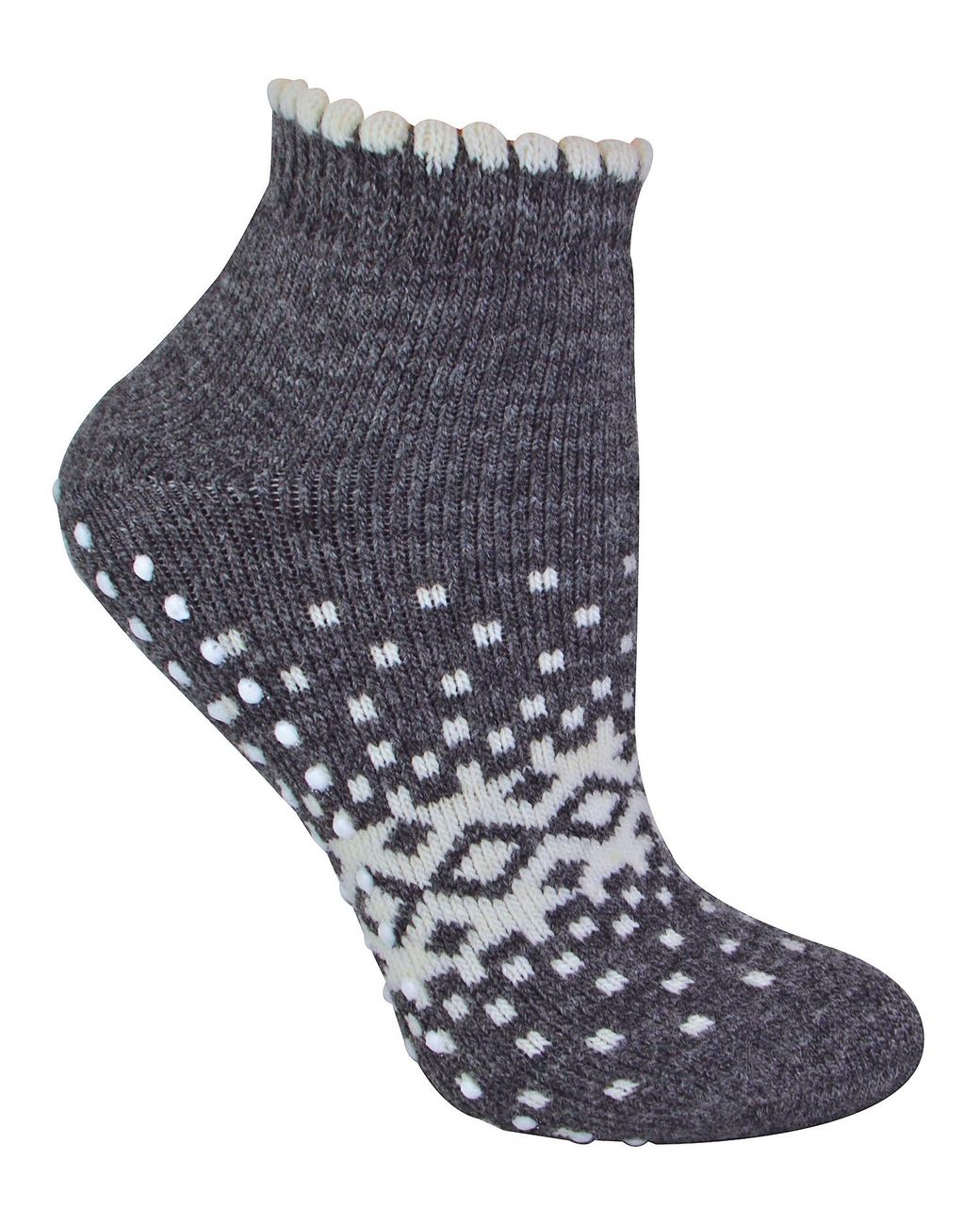 Sock Snob Blue Ladies Thermal Low Cut Wool Non Slip Ankle Slipper Socks