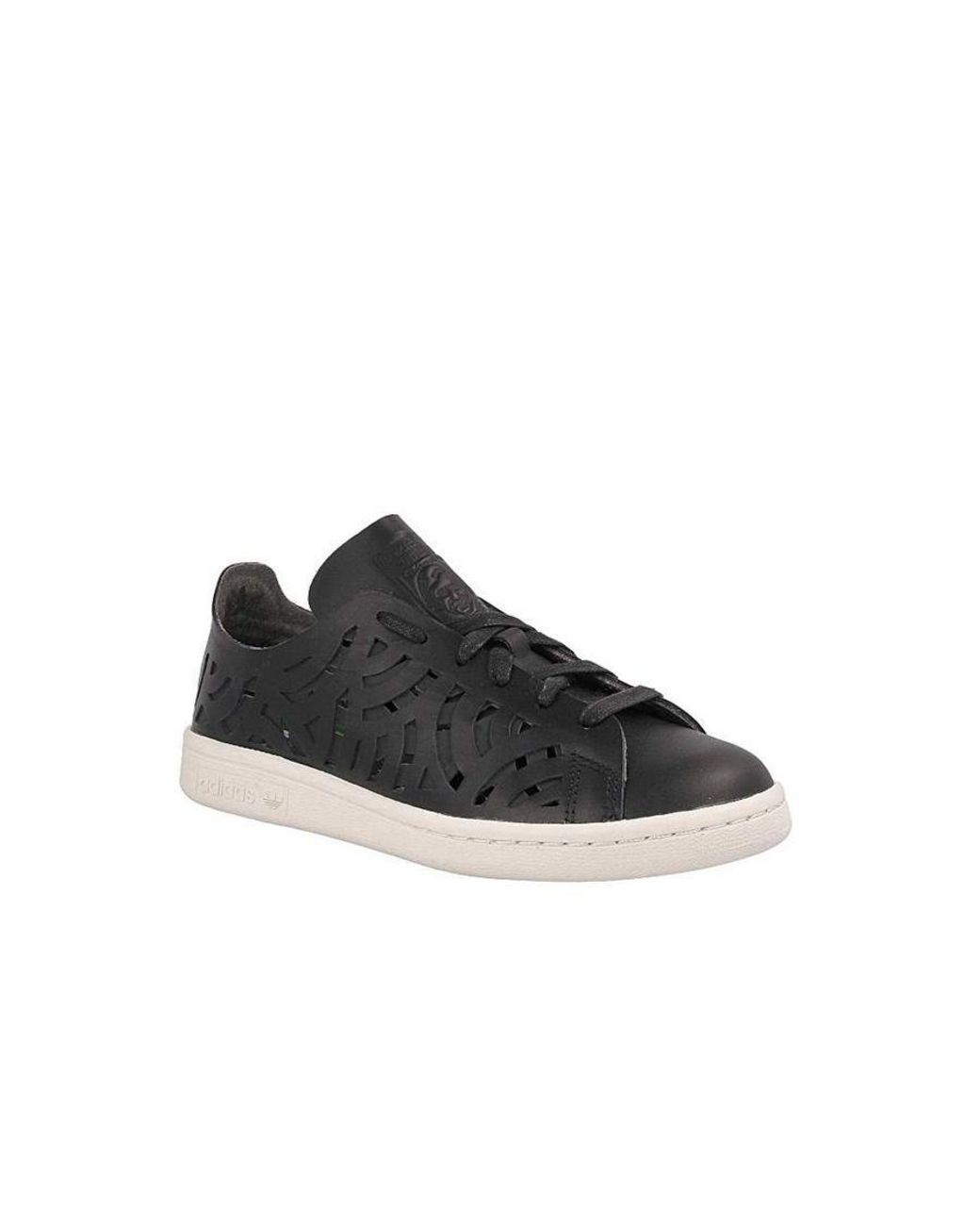 adidas Stan Smith Cutout Lace-up Black Smooth Leather Trainers By2976  Leather | Lyst UK