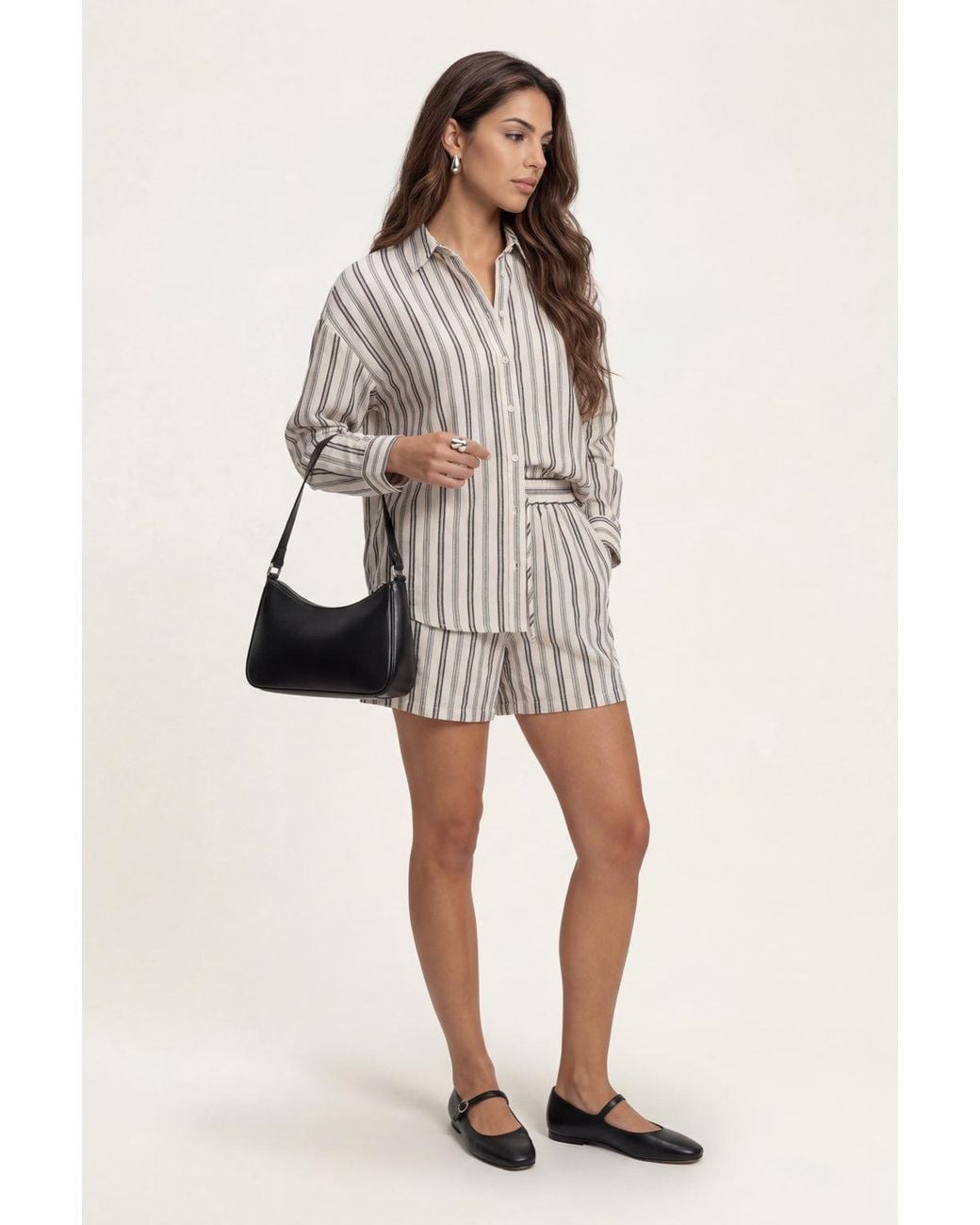 Urban Bliss Natural Stripe Bermuda Short Cream Pattern