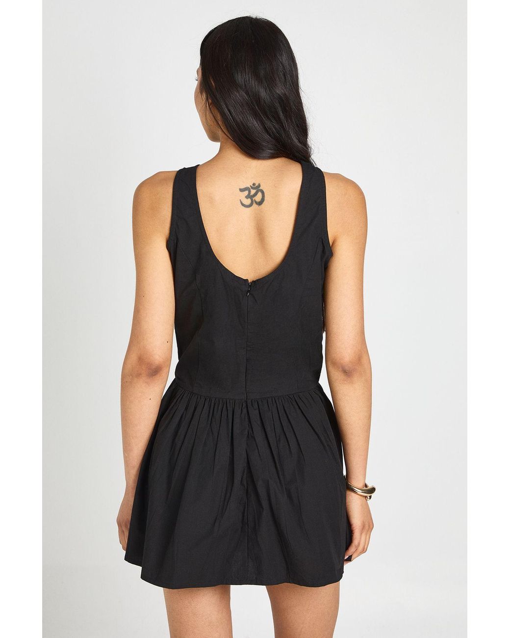 Boohoo Black Tall Cotton Peplum Mini Skater Dress