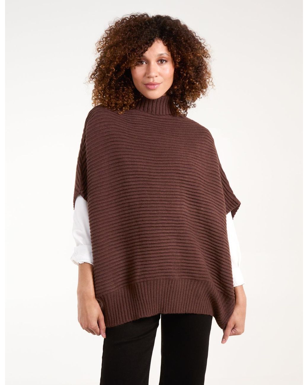 Blue Vanilla Purple High Neck Oversized Ribbed Tabard Jumper