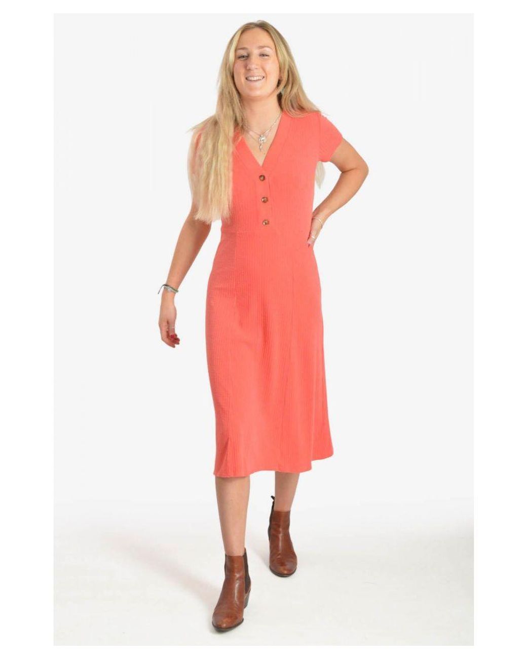 Secret Label Pink Jersey High Waist Midi Dress