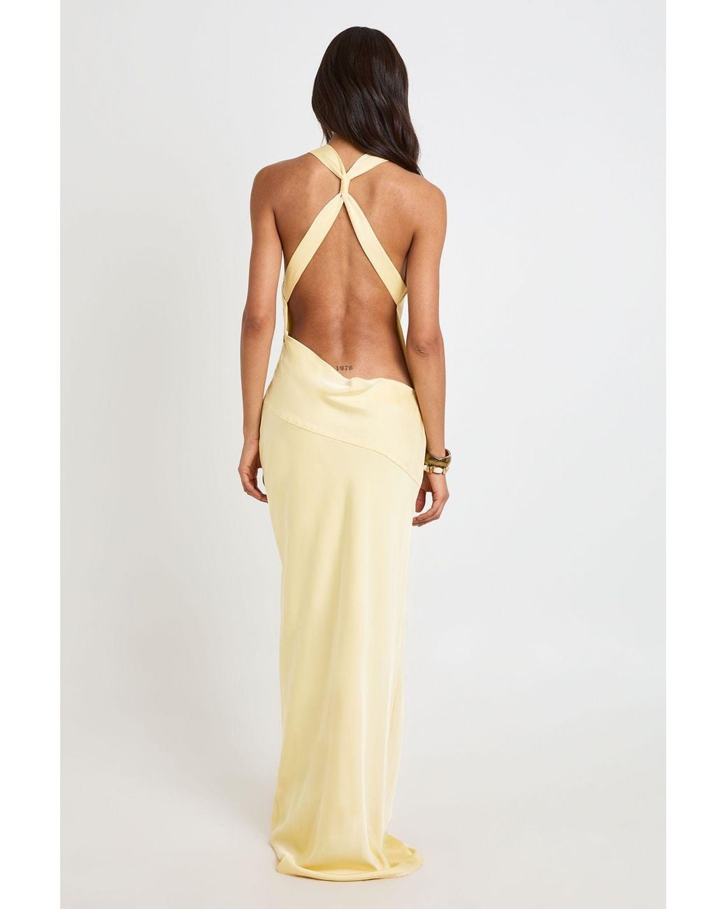 Boohoo White Tall Drape Back Satin Maxi Dress