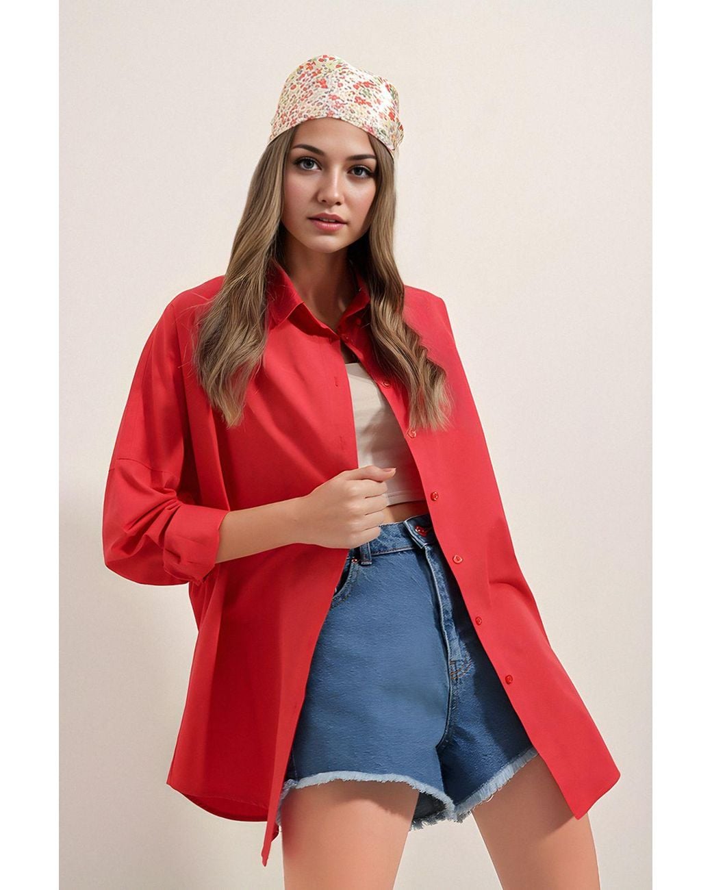 Bigdart Red Oversized Poplin 2-Pack Shirt