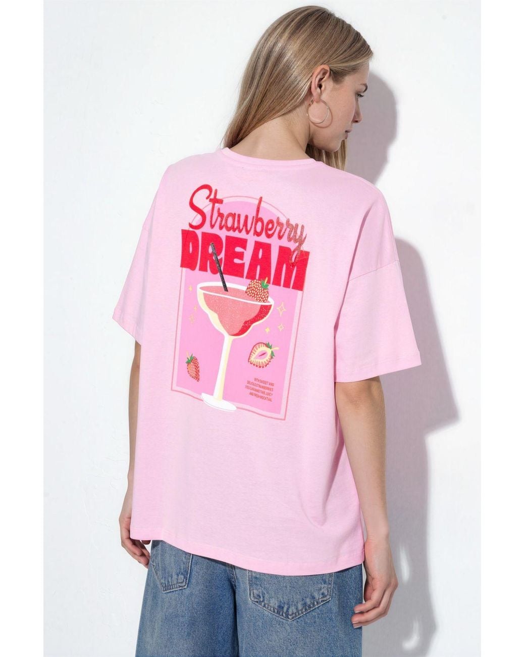 Hiccup Pink Oversized Printed Crew Neck T-Shirt