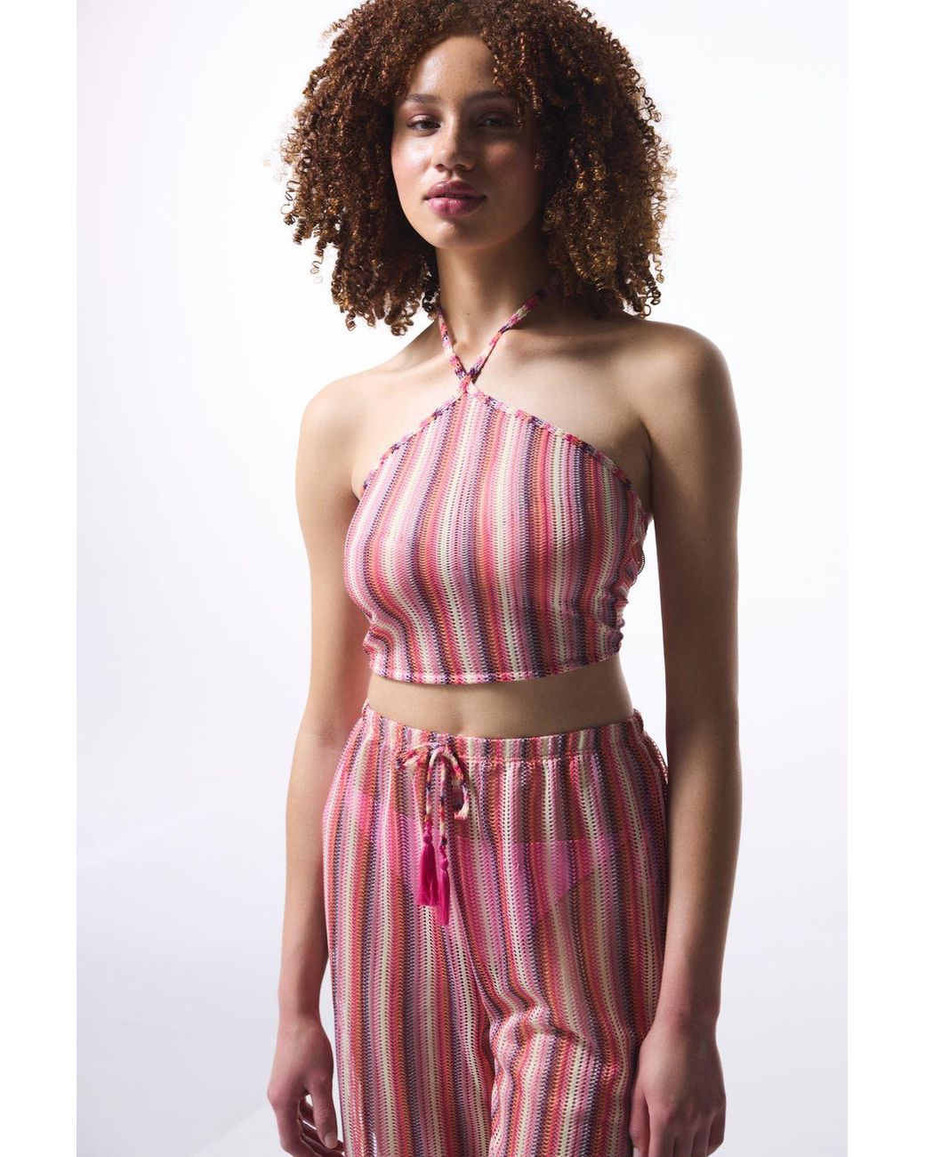 Penti Blue Striped Halter Crop Top