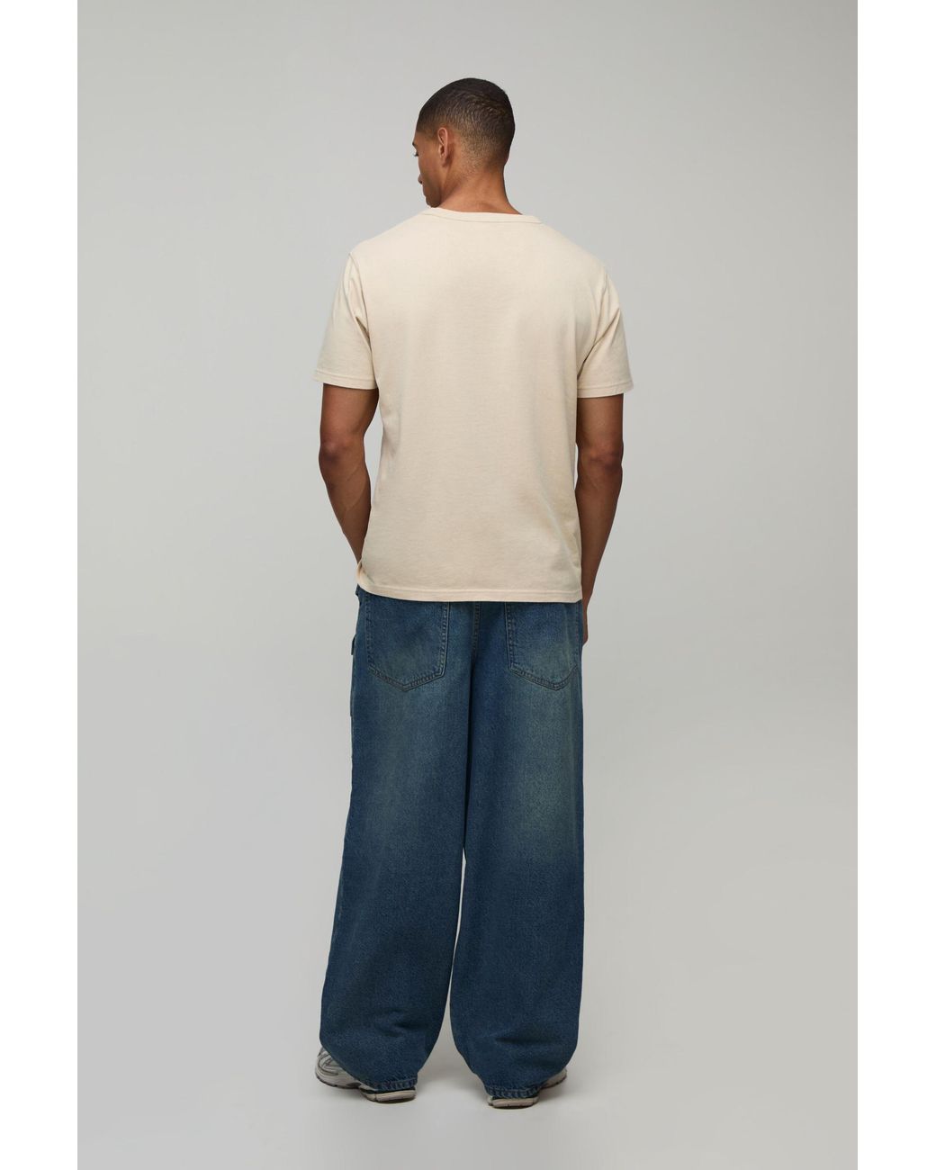 BoohooMAN Blue Extended Drawcord Cargo Pocket Baggy Jeans for men
