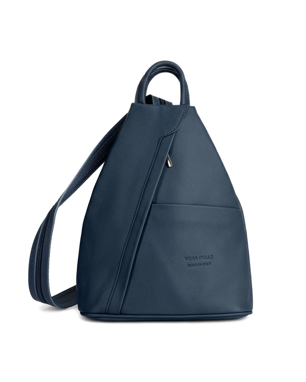 Woodland Leathers Blue Italian Leather Convertible Backpack Vera Pelle Anti-Theft Rucksack